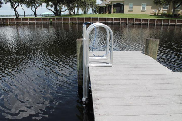 RIO MARINE CUSTOMS | 4-Step Lift Ladder | Model LD4LF-SHP | 17 9/16" W x 48" H | 550 lb Capacity | Manual Lift Design | Fixed & Floating Dock