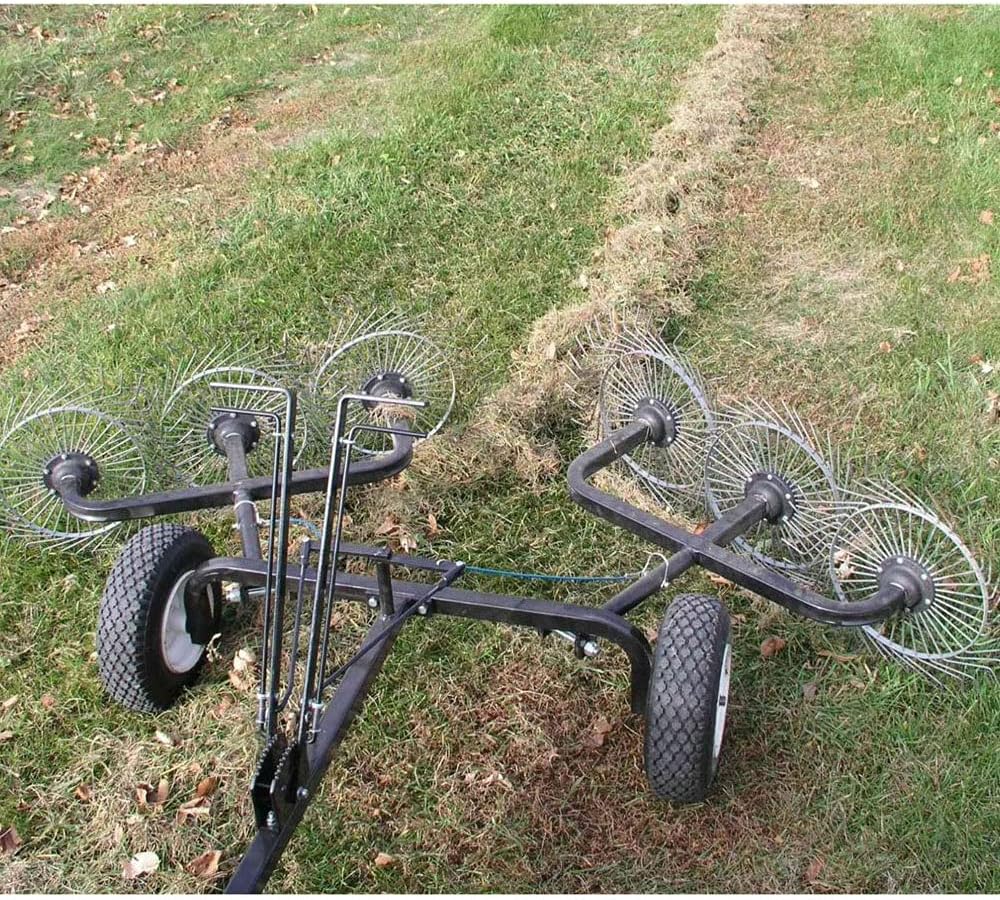 Field Tuff 60" V-Style Acreage Rake – Tow-Behind with 6 Reversible Tine Reels For Tractor