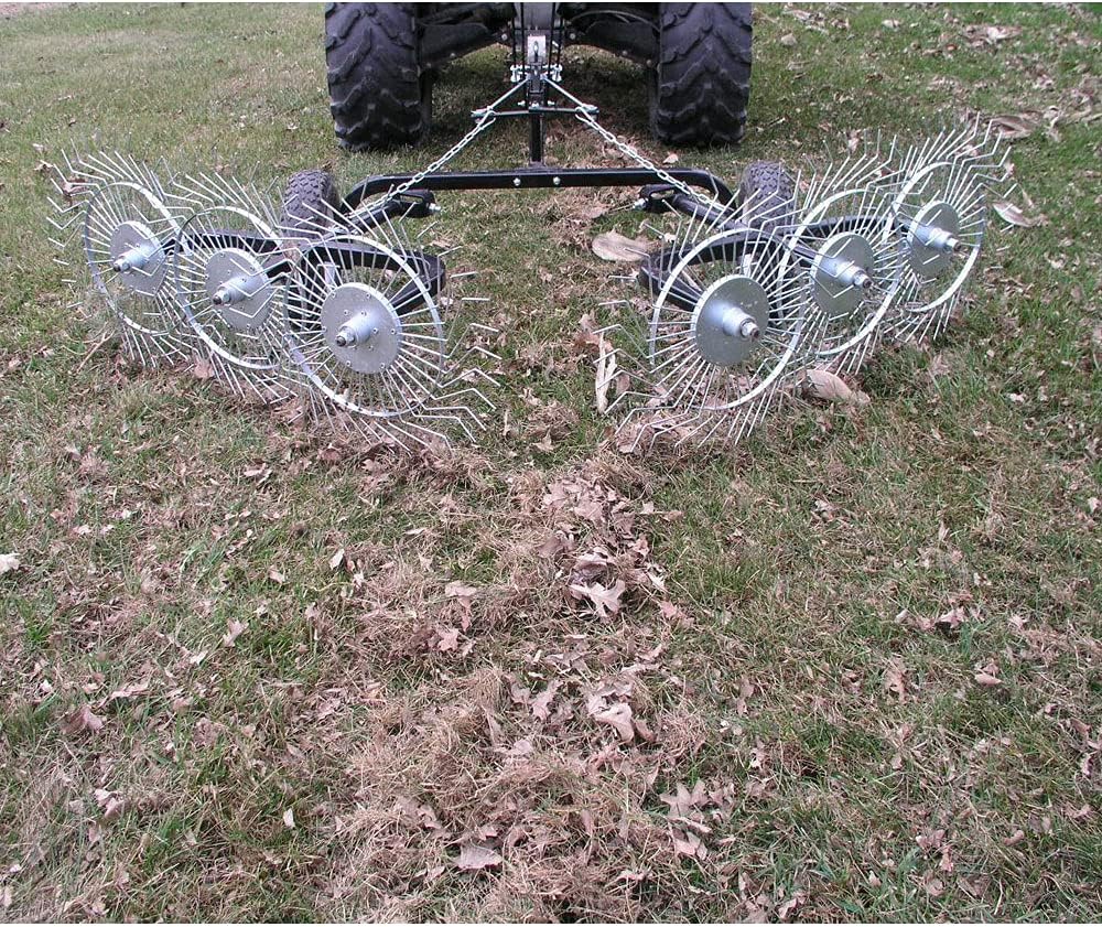 Field Tuff 60" V-Style Acreage Rake – Tow-Behind with 6 Reversible Tine Reels For Tractor