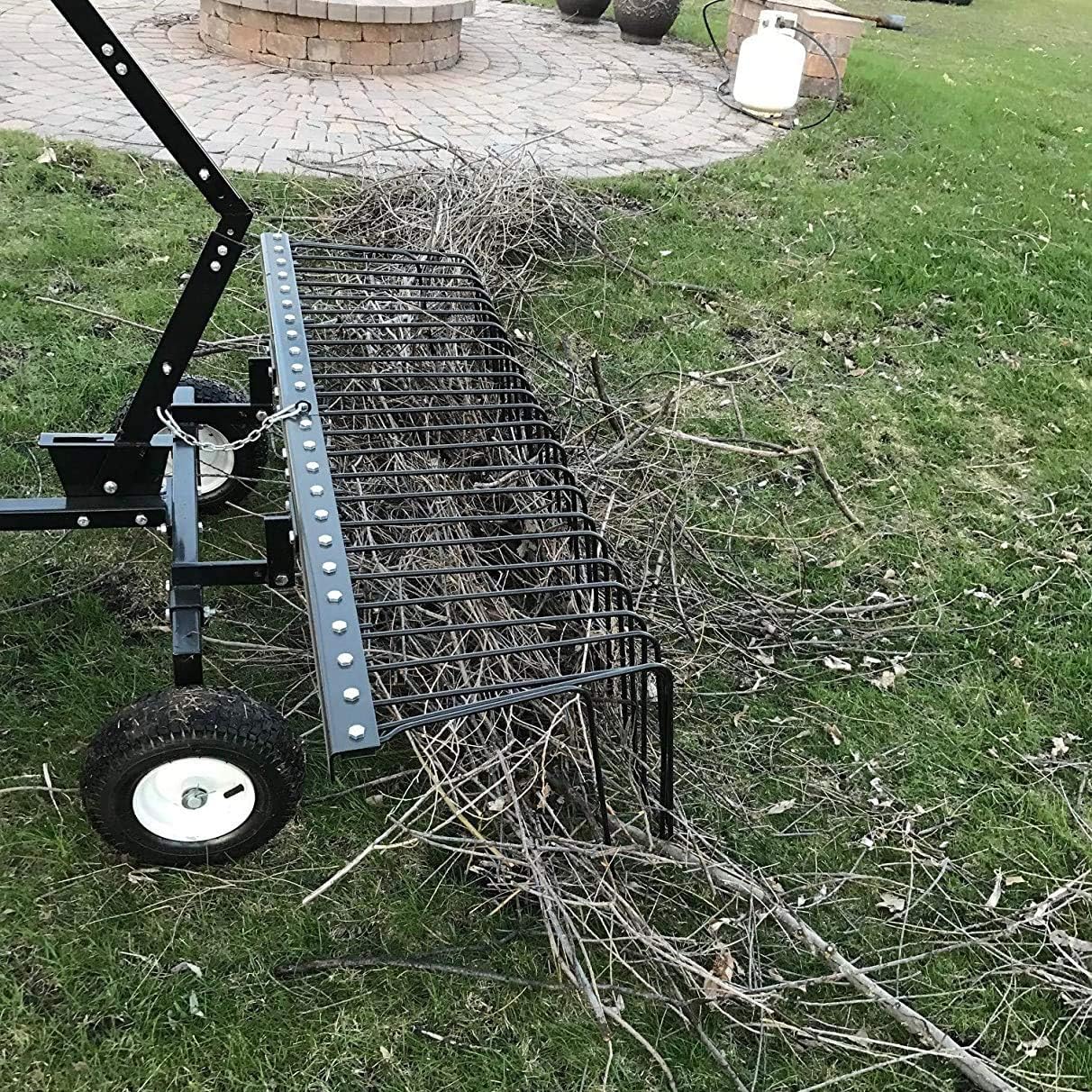 Field Tuff 72" Pine Straw Rake – Heavy-Duty Steel with 28 Spring Steel Tines For Tractor