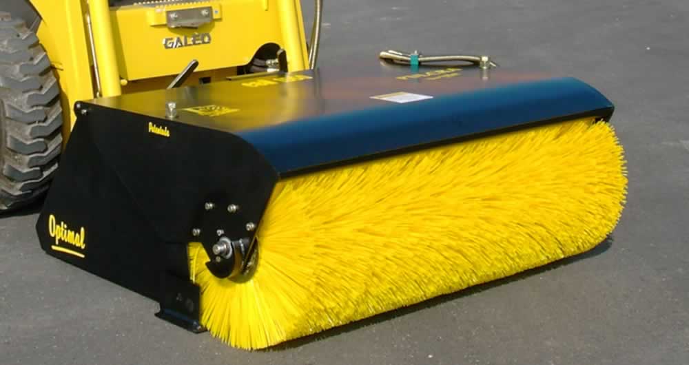 EI Attachments Bucket Broom Asphalt Special Direct Drive Motor | 72" & 84" Working Width | Hydraulic Flow 15–25 GPM | For Skid Steer