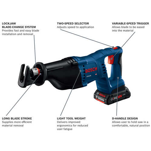 Forestry Supplies Bosch® CRS180-B15 18V Reciprocating Saw Kit