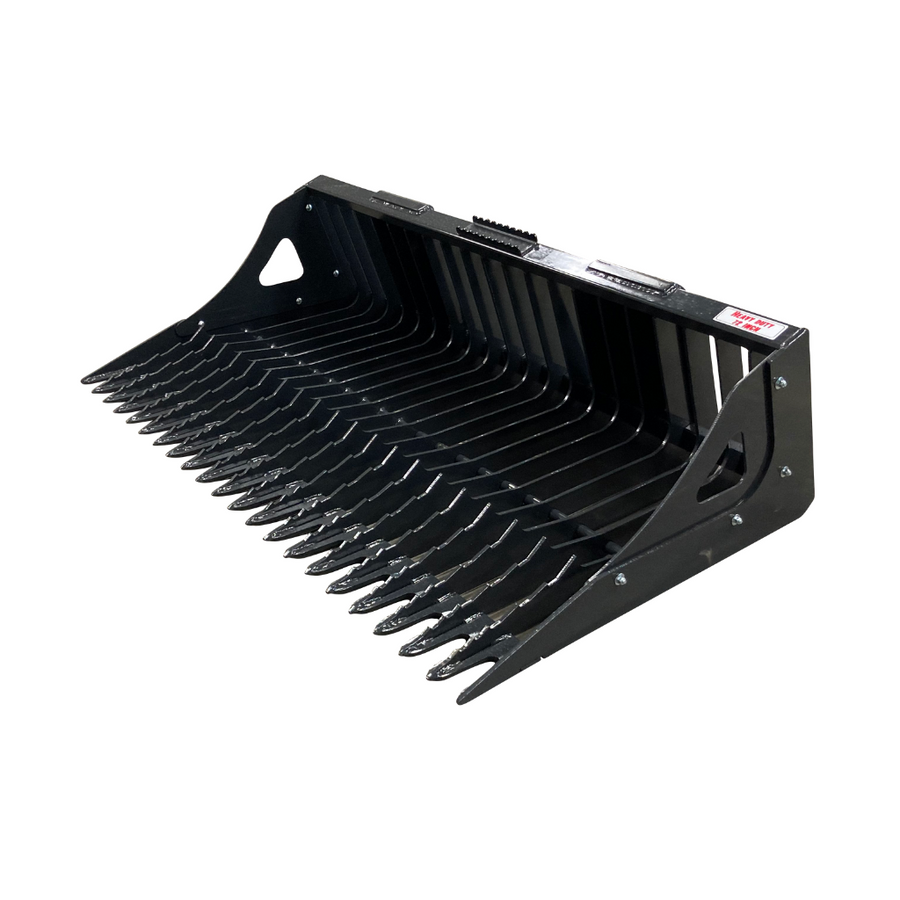 STOUT | Light Duty Rock Bucket | 3" Tine Spacing | Model 48" & 55" Widths | Power Requirement 11–15 kW / 15–20 HP | For Skid Steers
