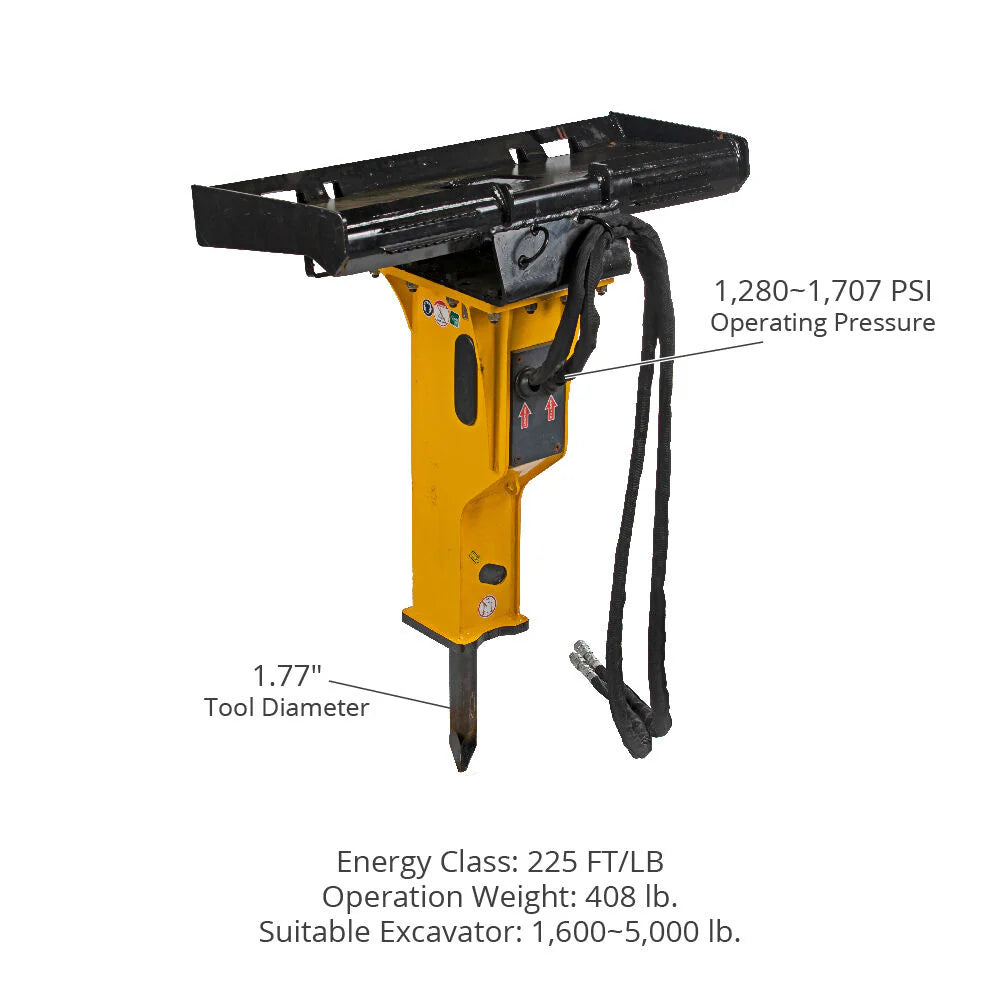 Utilitough Skid Steer Hydraulic Breaker | Model 225, 500, 650, 850 & 1000 Series | For Skid Steer
