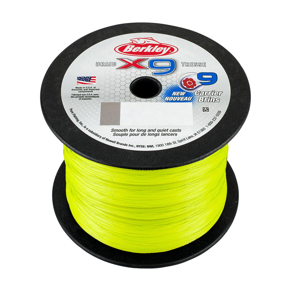 tresses Berkley X9™ Braid Low Vis Green multifibra 165 Yards - 150mt