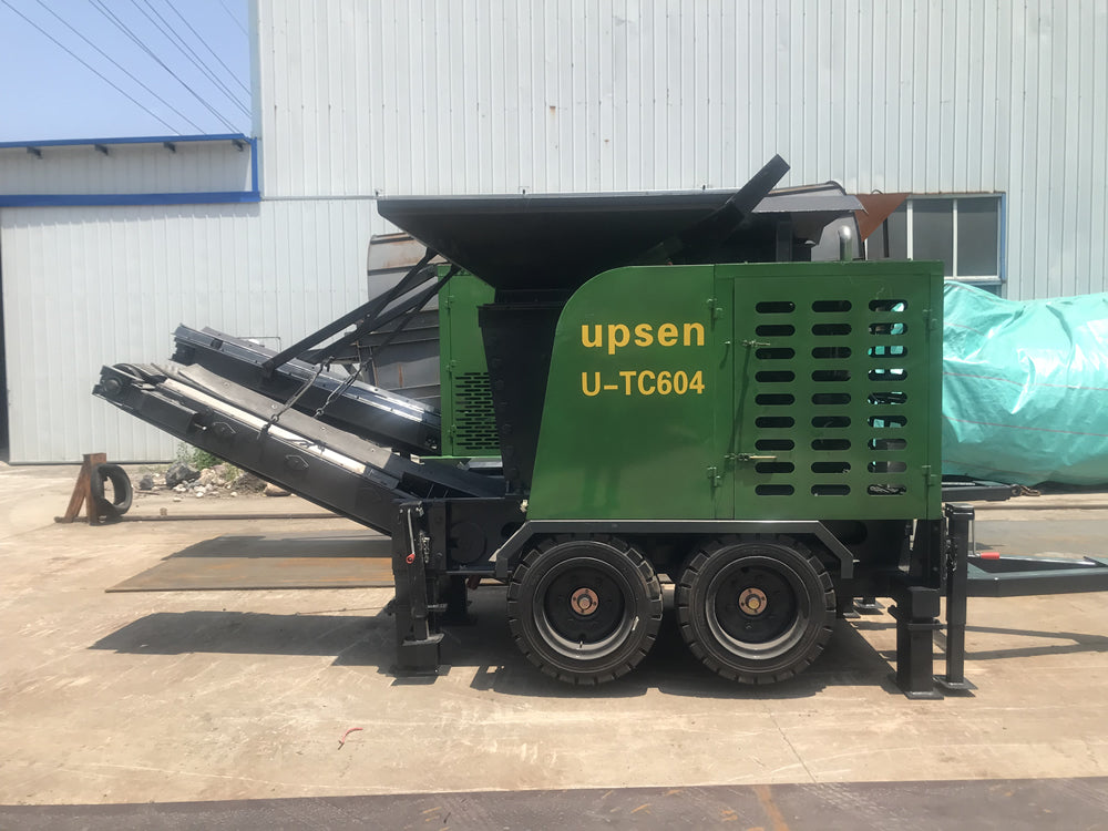 Upsen Tire Mobile Jaw Crusher | Model U-TC604 | Crushing Capacity 30-50 Tons per hour | Diesel Engine 28 kW