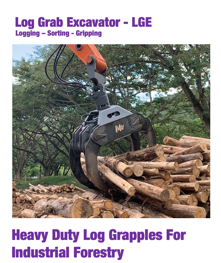 Mazio Forestry Tools Heavy Duty Log Grapple | LGE Series | Frame Width 23.2"-34.3" | Machine Size 3-26 Ton | For Excavators