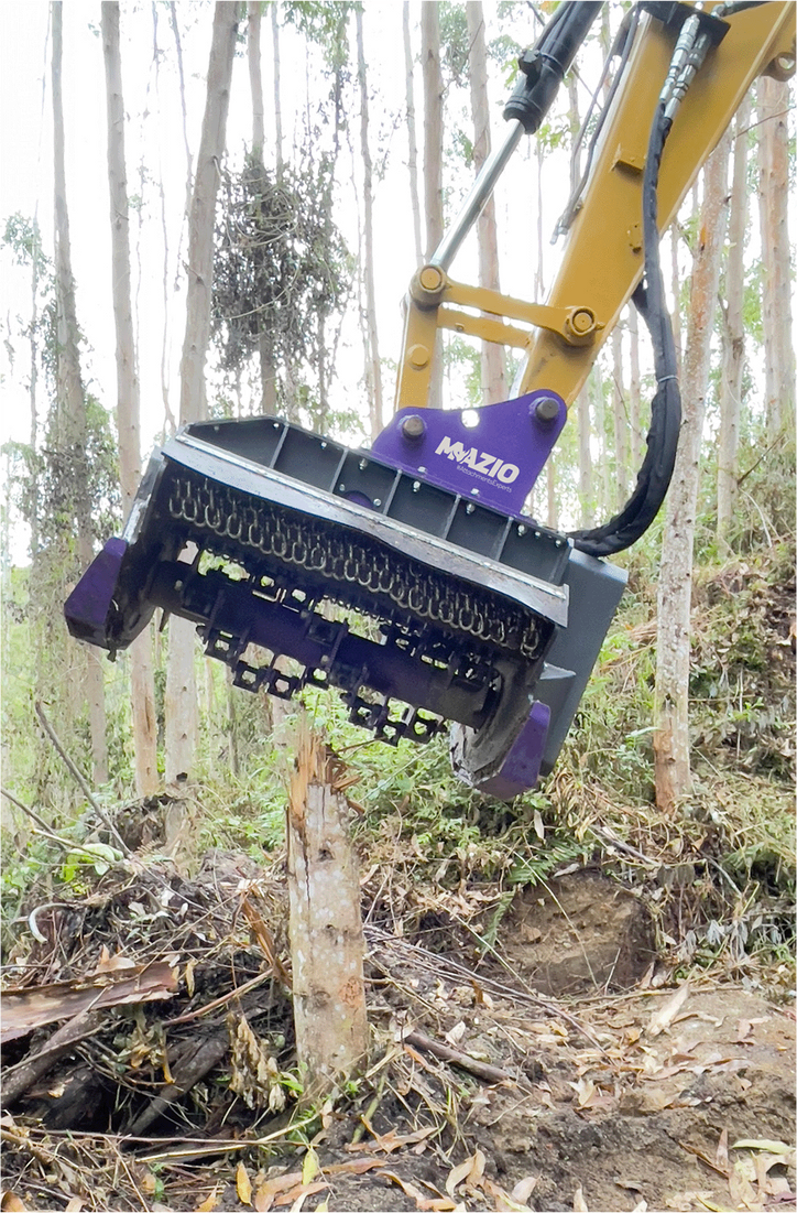 MAZIO Forestry Tools Hex Mulcher Head | T8 Series | Working Width 33" & 39" | Machine Size 4-10 Tons | For Excavators