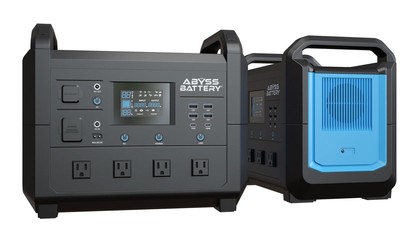 ABYSS® | AB-1600W | Portable Power Station | Nominal Power 1600W / 1536Wh | LiFePO4 Battery | For Camping, RVs, Home & Off-Grid Adventures