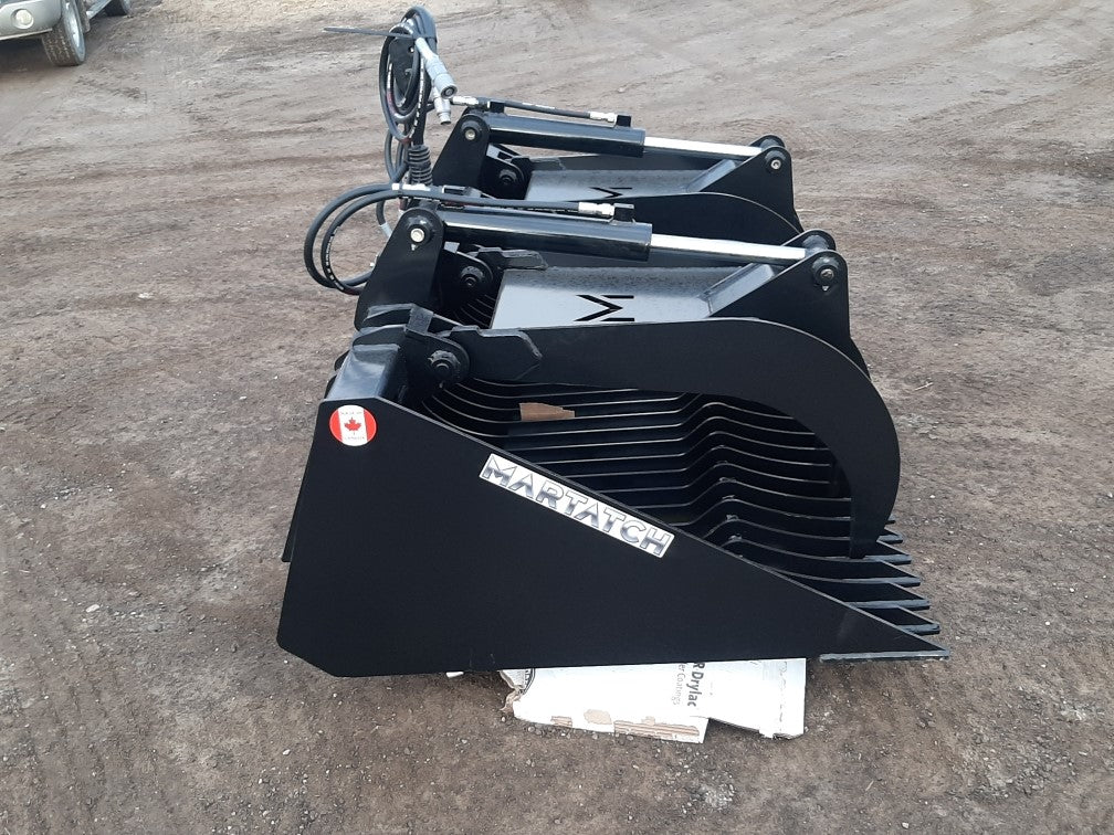 Martatch | Rock Grapple Flat Bottom | Models MRSFG-A Series | Widths 72" to 96" | 1/4"–3/8" Steel & Hardened Tines | Hydraulic Flow Required 15 To 25 GPM | For Skid Steers