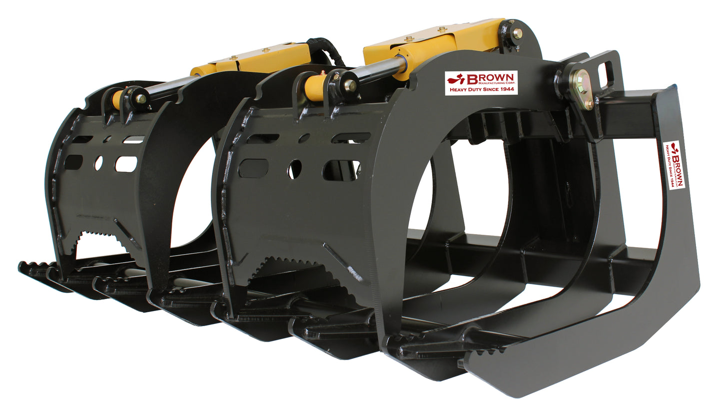 Brown Root Grapple (Extreme Duty) | Model BRGXSS Series | Width 66", 73", 78" & 84" | Oil Flow Range 18–30 GPM | For Skid Steer Loaders