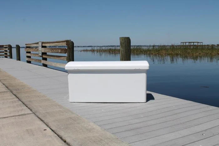 RIO MARINE CUSTOMS | Dock Box | Rough Water | Model RWDB70LP | 70" W x 24" H x 22" D | Low Profile Build | For Narrow Docks