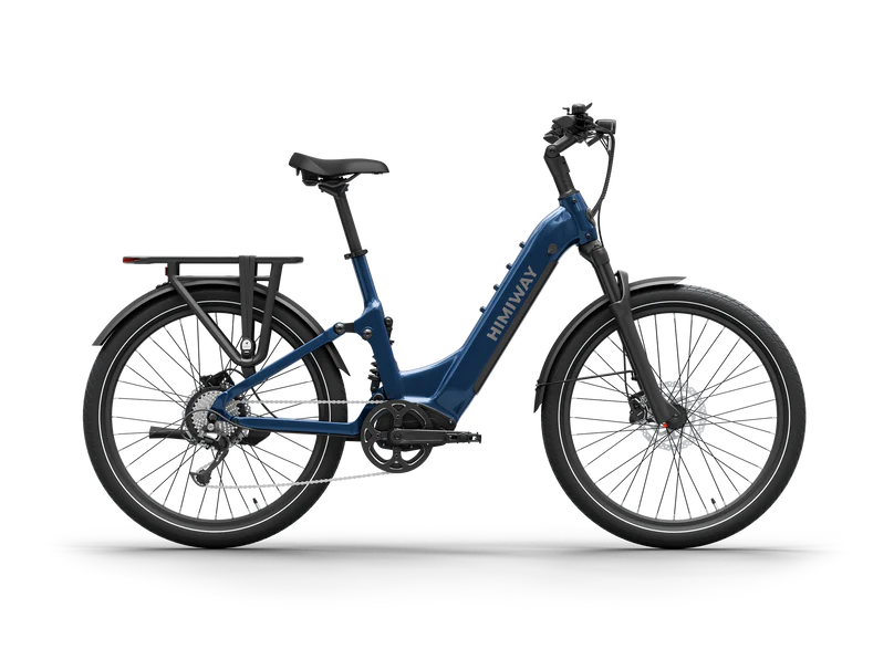 Himiway | Electric Bike | Model A7 Commuter | 27.5 x 2.4” Tires | 750W Hub Motor | 65 Mile Range | 400 lb Payload | Full Suspension Comfort | For Urban Comfort & All-Terrain Exploration