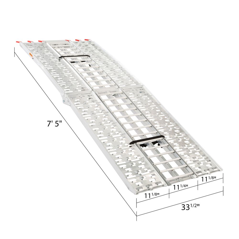 Black Widow 3-Piece Arched Folding Motorcycle Ramp | Model AF-9034-HD | Width 33-1/2" | Length 7' 5" | Capacity 1,500 lb | Horsepower 4 To 90+ HP | For Motorcycles, ATVs & Dirt Bikes