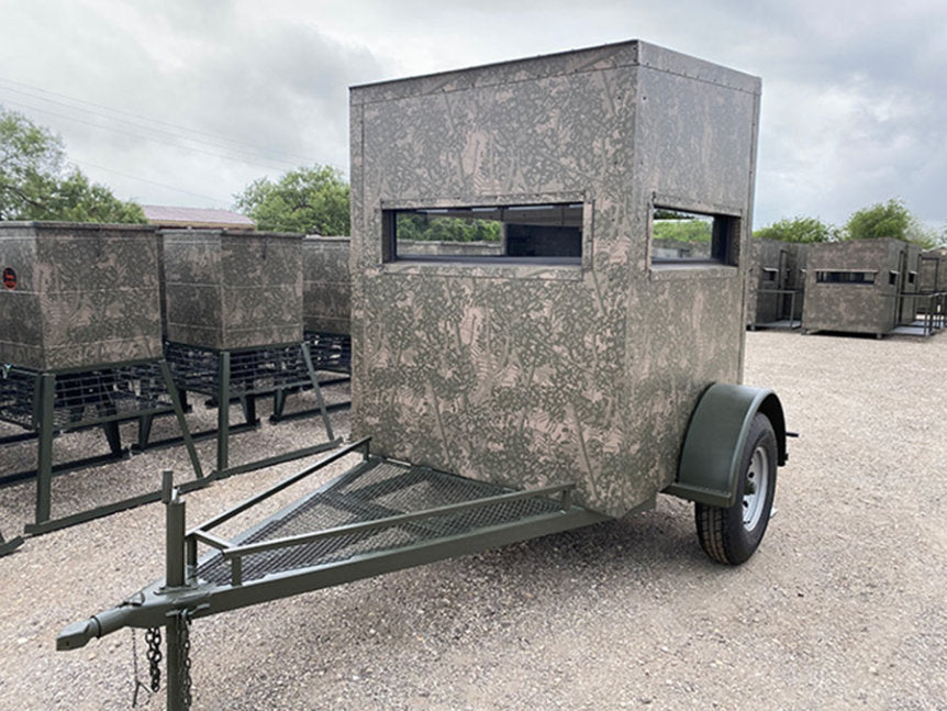 AWS Blind | Insulated Trailer Deer Blind | Model 5x5, 5x7, 5x9 Sizes | Widths 60", 84", 108" | All-Steel, Foam Insulated | For Deer Hunting, Wildlife Observation & Ranch Use