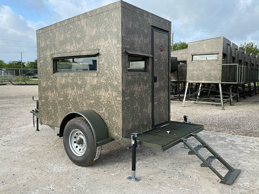 AWS Blind | Insulated Trailer Deer Blind | Model 5x5, 5x7, 5x9 Sizes | Widths 60", 84", 108" | All-Steel, Foam Insulated | For Deer Hunting, Wildlife Observation & Ranch Use