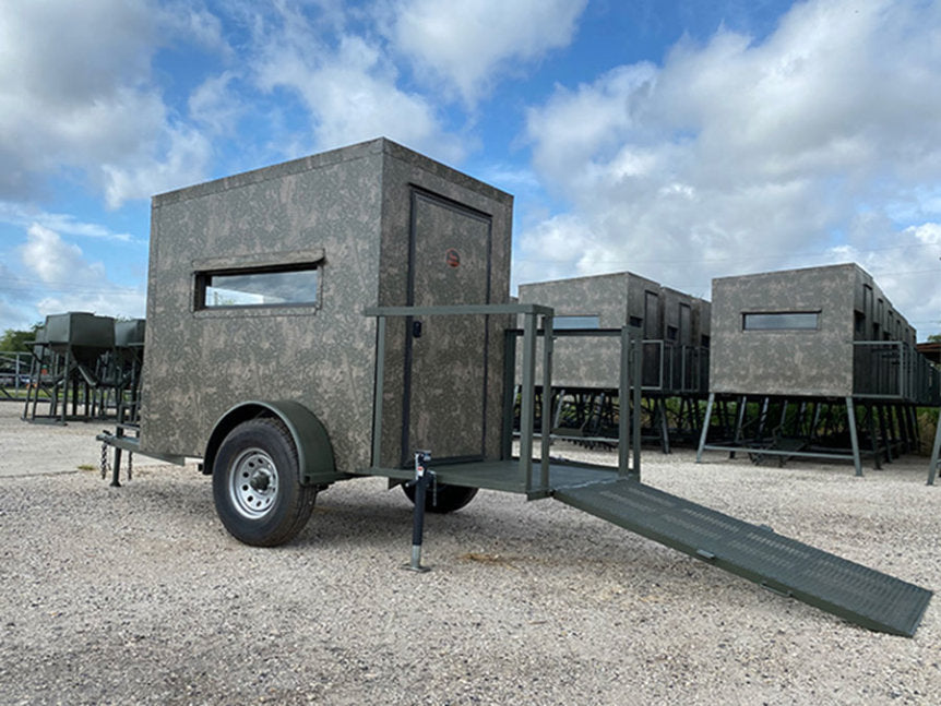 AWS Blind | Insulated Trailer Deer Blind | Model 5x5, 5x7, 5x9 Sizes | Widths 60", 84", 108" | All-Steel, Foam Insulated | For Deer Hunting, Wildlife Observation & Ranch Use