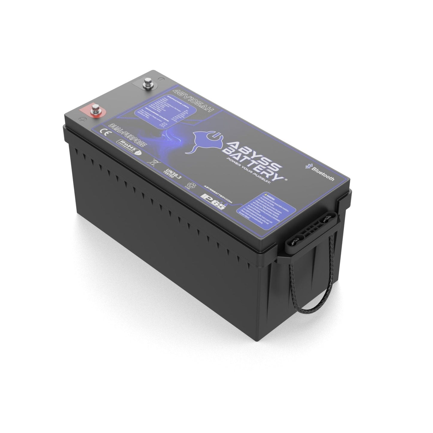 Abyss® | Lithium Golf Cart Battery | Model AB-48V105-BT | Voltage 48V 105Ah | Group 8D | Bluetooth BMS | IP65 Waterproof | For EZGO®, Club Car®, Yamaha®