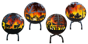 Outback Wildlife Feeders | Fire Pit | Great Ball of Fire | Wildlife Scene Fire Pit | 36" Diameter | 1400°F Rated | Wood/Charcoal | For Camps, Tailgates & Outdoor Living