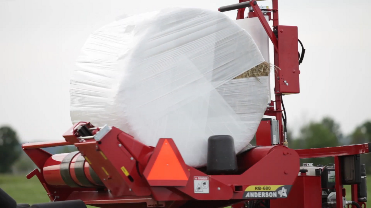 Anderson Single Bale Wrapper | Model RB-500 & RB-600 | Round Bale Diameter 5'6" inches | Wrapping Speed 40 Bales/h | Horsepower 50 - 65 HP | For Tractor