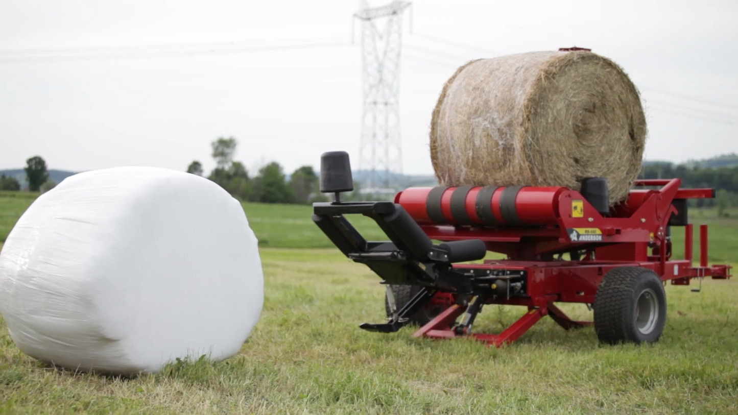 Anderson Single Bale Wrapper | Model RB-500 & RB-600 | Round Bale Diameter 5'6" inches | Wrapping Speed 40 Bales/h | Horsepower 50 - 65 HP | For Tractor