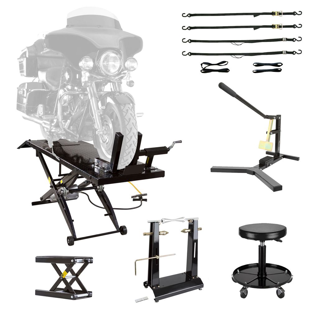 Black Widow Deluxe Motorcycle Shop Kit | Model BW-SK-D | Platform Size 78" x 47" | Lift Height Range Up To 33" | Capacity 1,000 lb | For Street, Touring & Cruiser Bikes