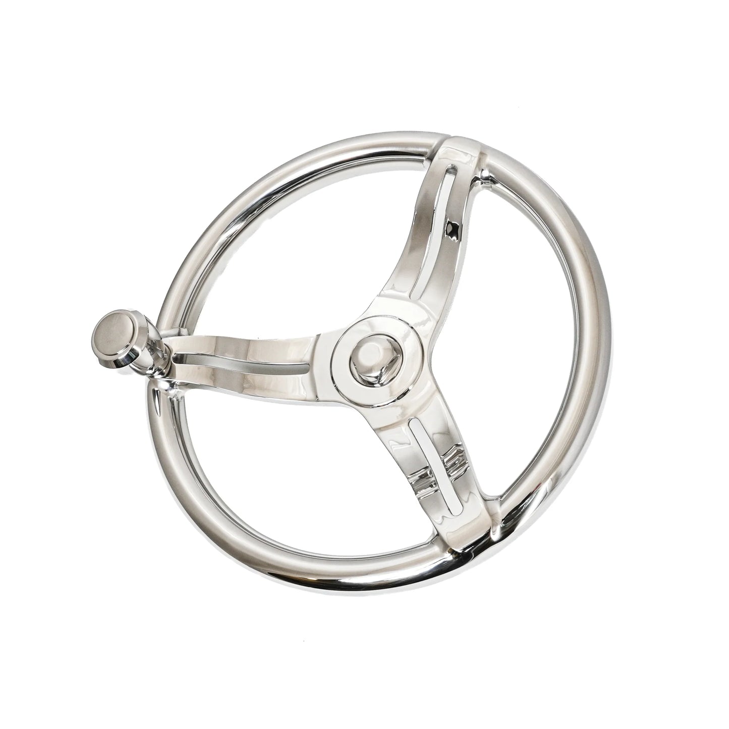 Gemlux | Belloca Steering Wheel | Model 152307 | 13.75" Diameter | Weight 7.4 lb | Stainless Steel | With Deluxe Control Knob | For Boats & Yachts