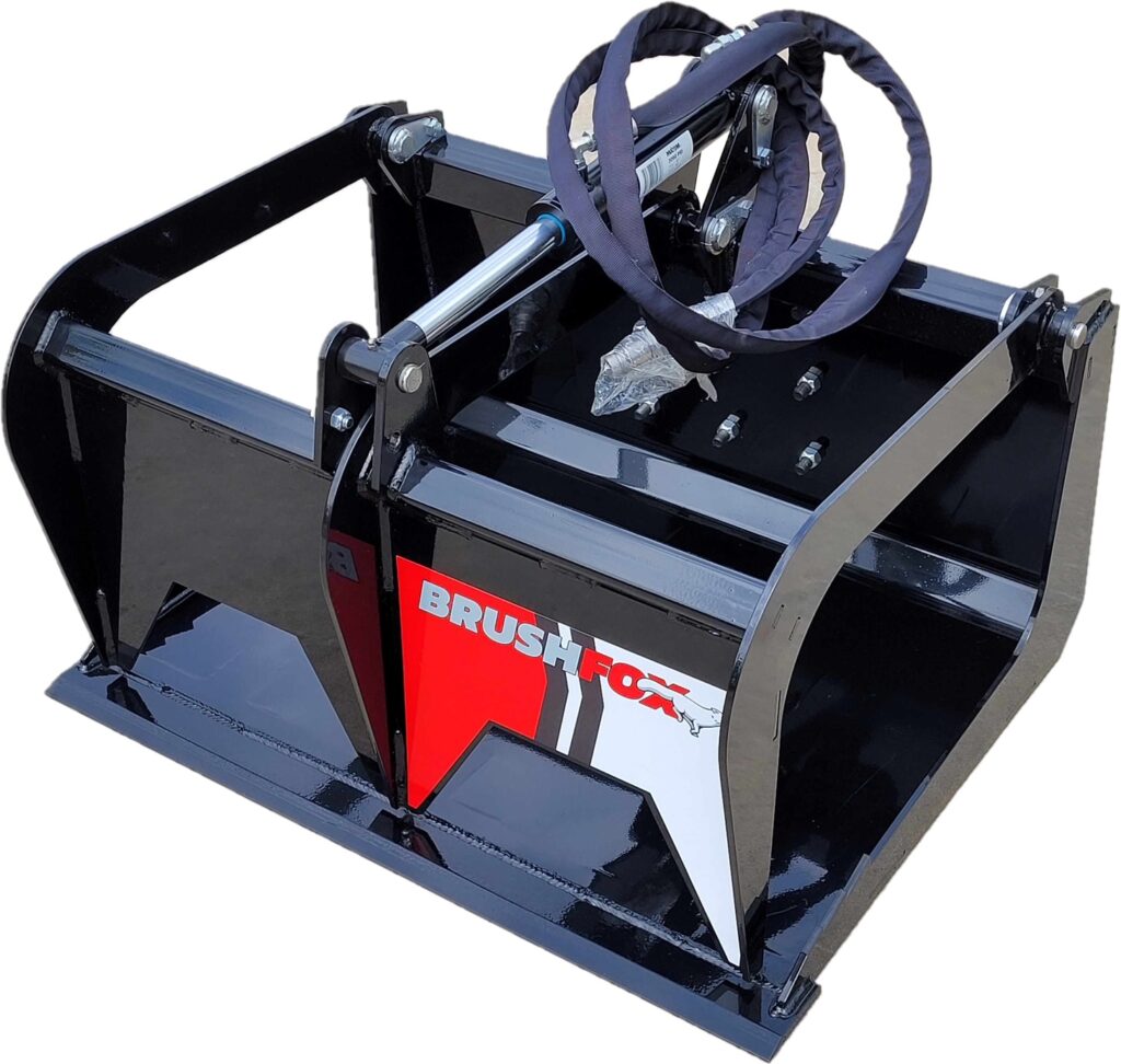 Brushfox HD Grapple Bucket | Model HDGRAP | Width 38″ To 84″ | 10 To 30 GPM | For Skid Steer