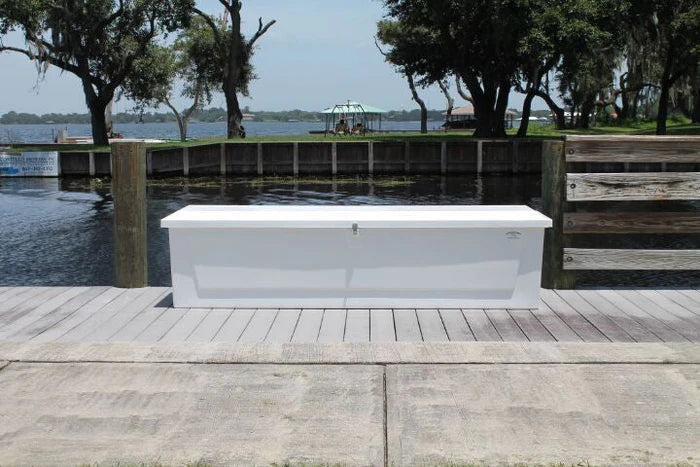 RIO MARINE CUSTOMS | Dock Box | Fiberglass Sail Box | Model CM010 | 121" L x 16" D x 18" H | Trailer & Dockside | For Sail Storage