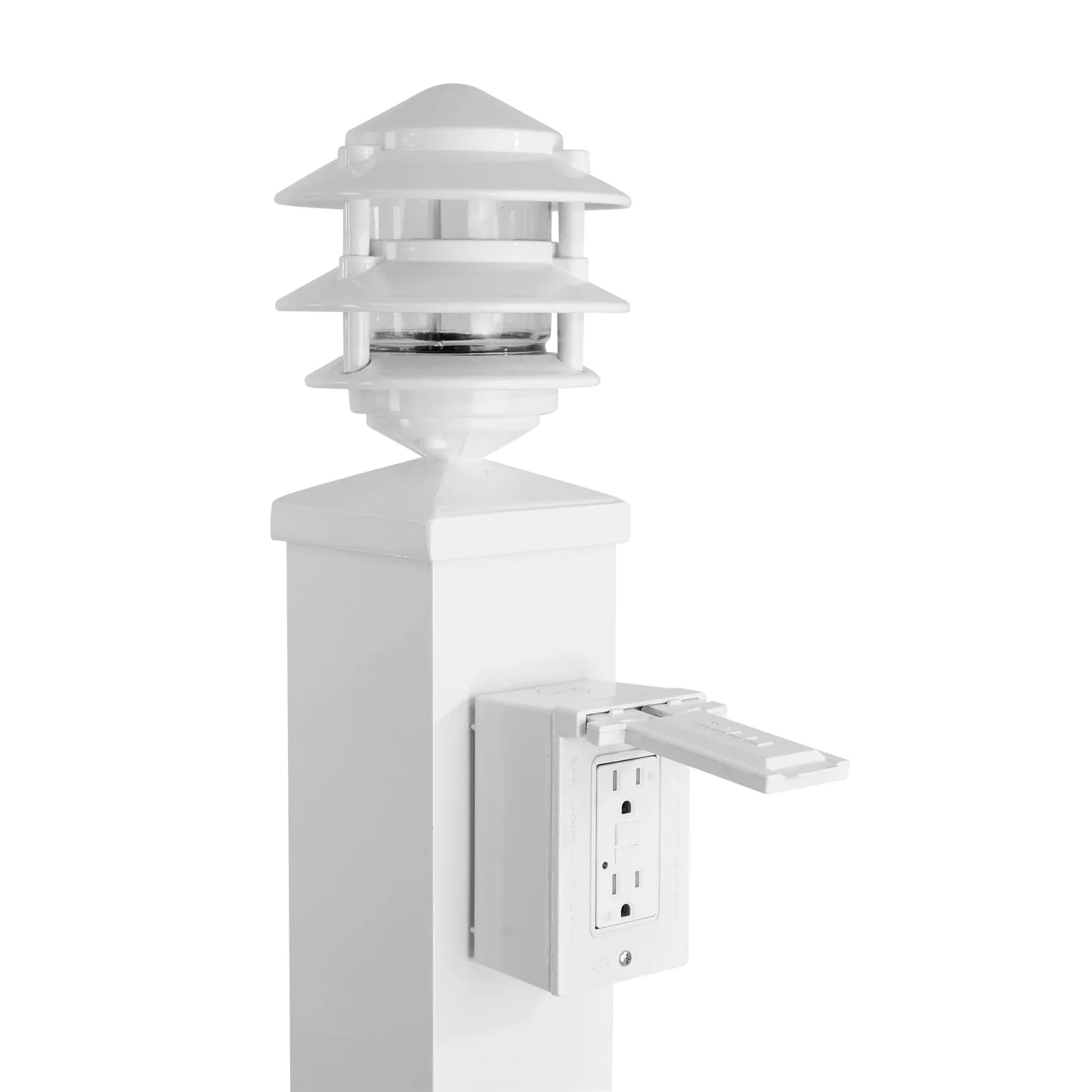 CM Marine Dock Pagoda Light Post With Electric | Model CMPEL36 | Height 44" | Marine‑Grade Aluminum Pedestal | For Universal Dock & Pathway Lighting