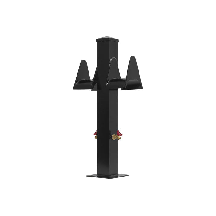 RIO MARINE CUSTOMS | Double Dock Water Pedestal Stanchion | Model CMPW36-D-WHT | 36-Inch | 2 Hose Holders & 2 Spigots | 36" Height | For Marine Water Access