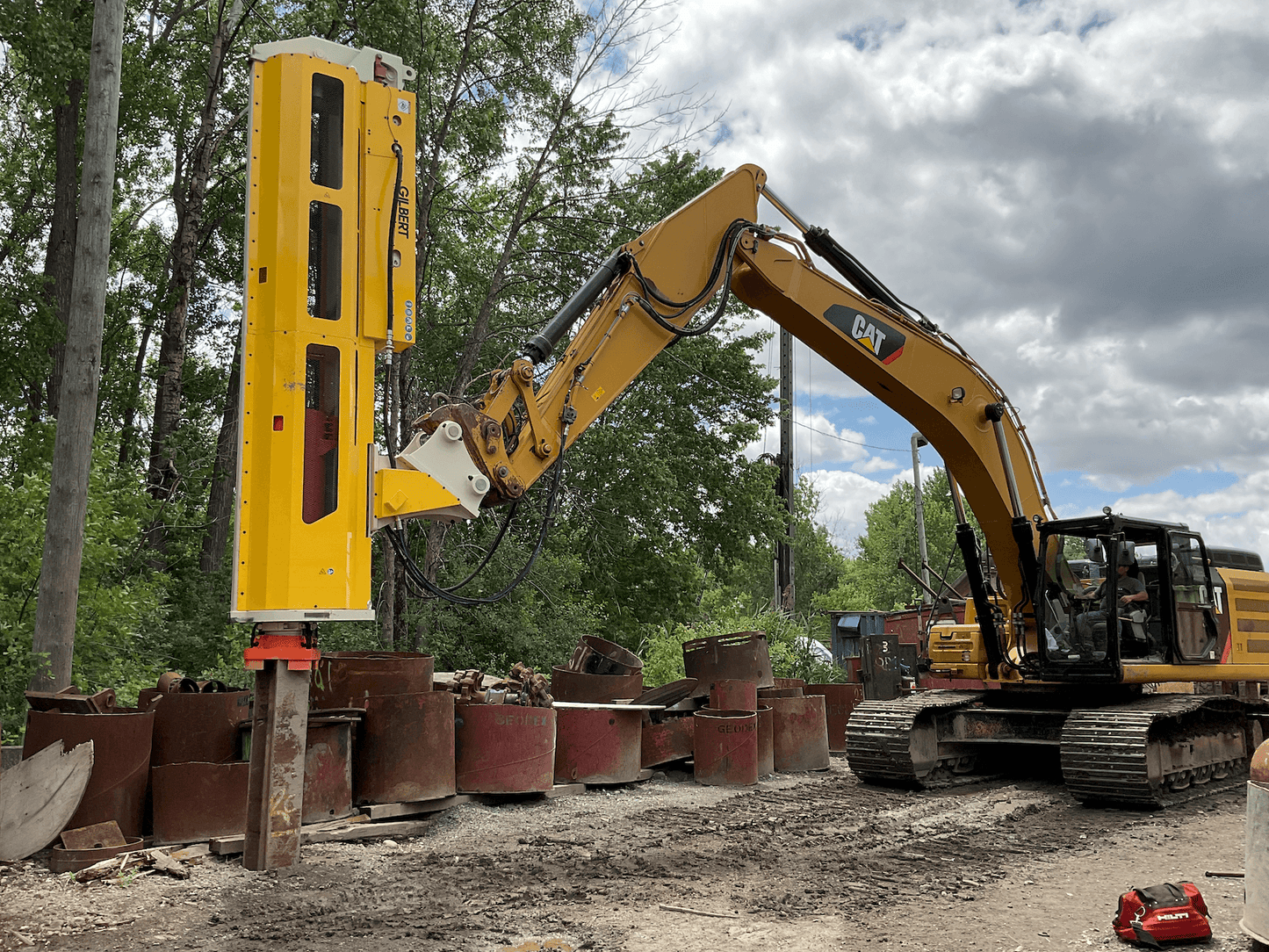 Gilbert Pile Driver Hydraulic Drop Hammer | Height 211" | Machine Size 30-45 Ton | For Excavators