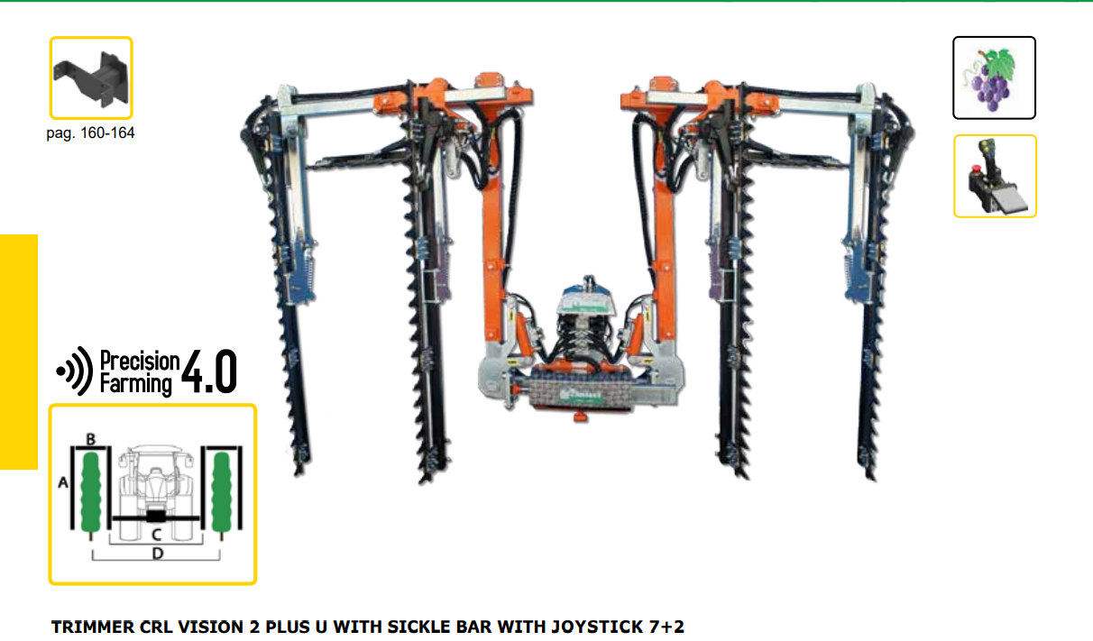 Rinieri Trimmer CRL Vision 2 Plus U With Sickle Bar | 59"- 83" Cutting Width for Tractor