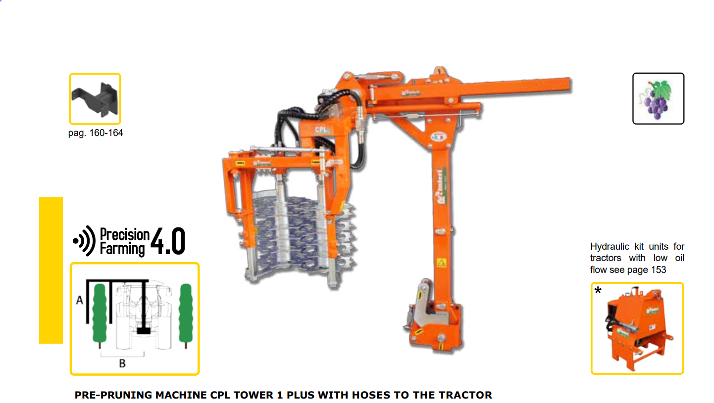 Rinieri Prepruning Vineyard CPL Tower 1 Plus | 12"-35" Working Width for Tractor