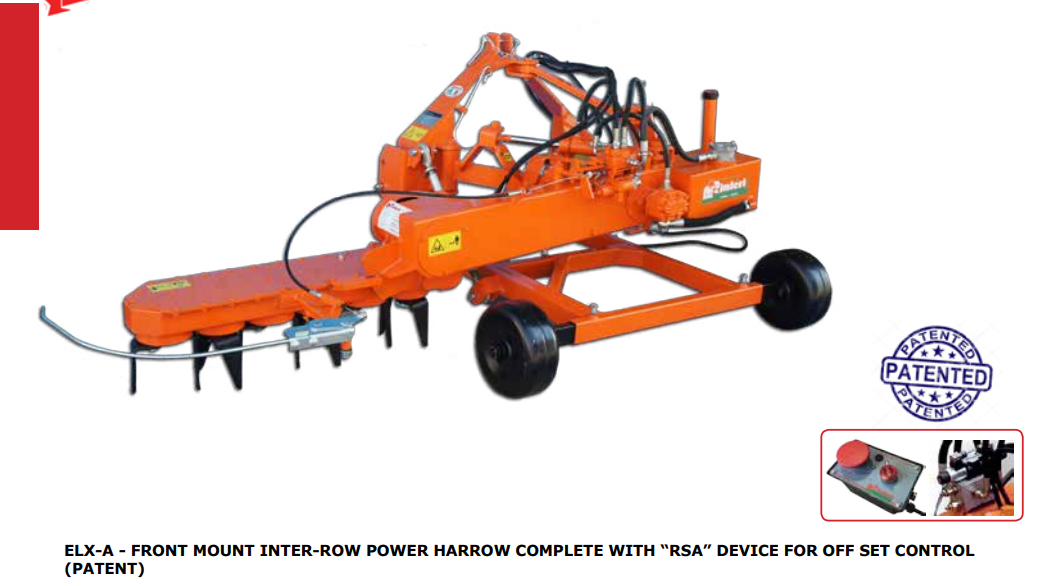Rinieri Front Mount In-Row Rotary Harrow | ELX-A Series | Working Width 65" & 100" inches | Horsepower 40-80 HP | For Tractors