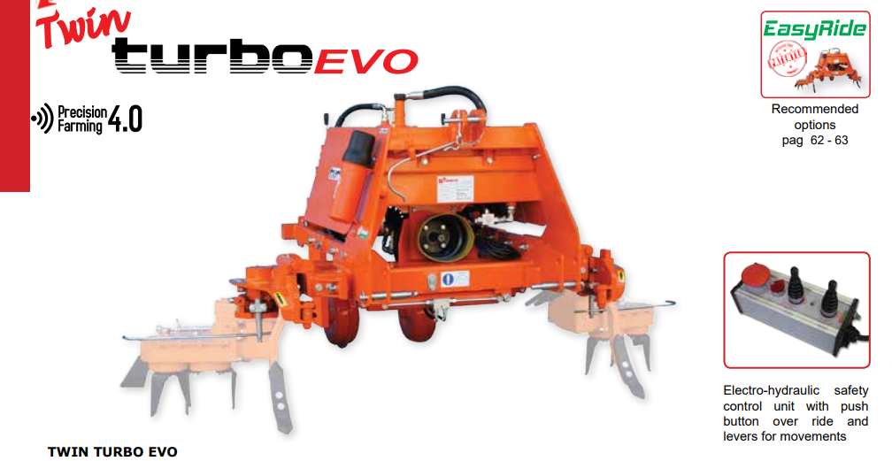 Rinieri Tools Holder Twin Turbo EVO | Row Width 63"-169" inches | Horsepower 70-90 HP | For Tractors