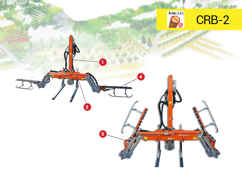 Rinieri Double-Side Orchard Pruning Machine CRB 2 Blades | 100-120-150 Models for Skirting | 39"-47"-59" Cutting Width for Tractor