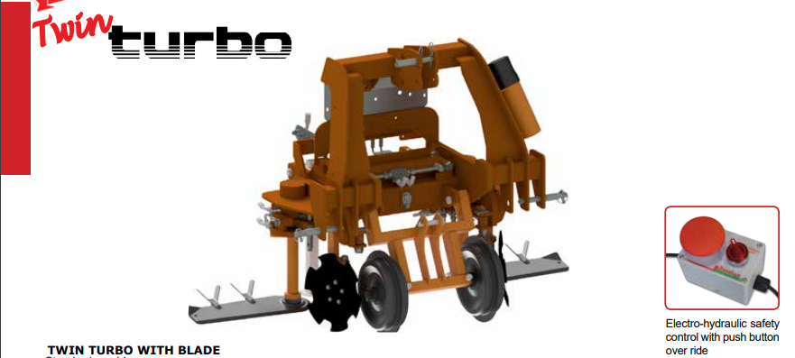 Rinieri Twin Turbo Narrow Blade | Row Width 57"-70" inches | Horsepower 40-60 HP | For Tractors
