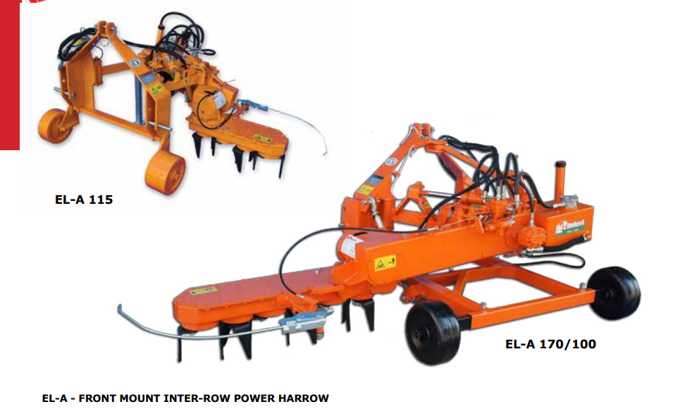 Rinieri In-Row Power Harrow | EL Series | Working Width 25" & 39" inches | Horsepower 30-60 HP | For Tractors