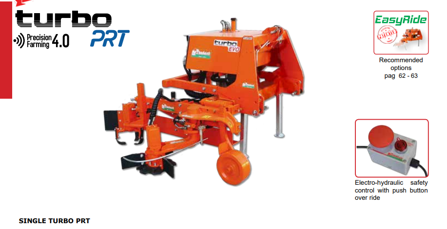 Rinieri Power Roto Tiller Turbo PRT | PRT Series | Row Width 67"-236" inches | Horsepower 70-120 HP | For Tractor