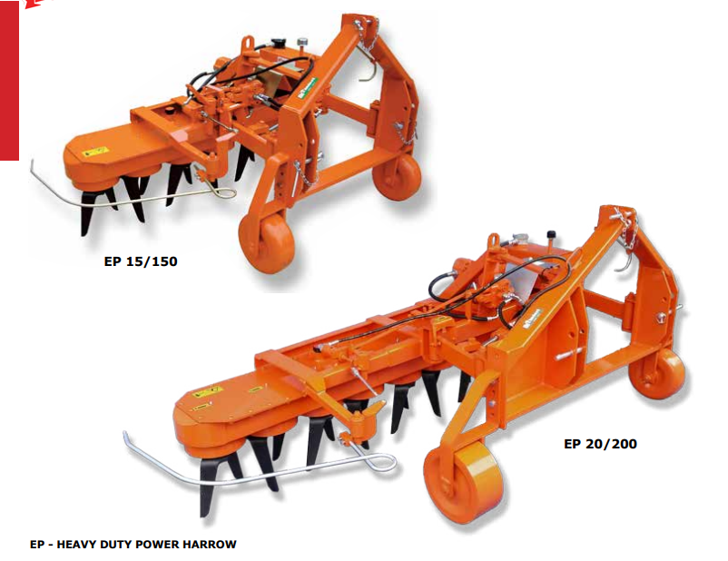 Rinieri Heavy Duty Rotary Harrow | EP Series | Working Width 39" To 79" inches | Horsepower 40-70 HP | For Tractors