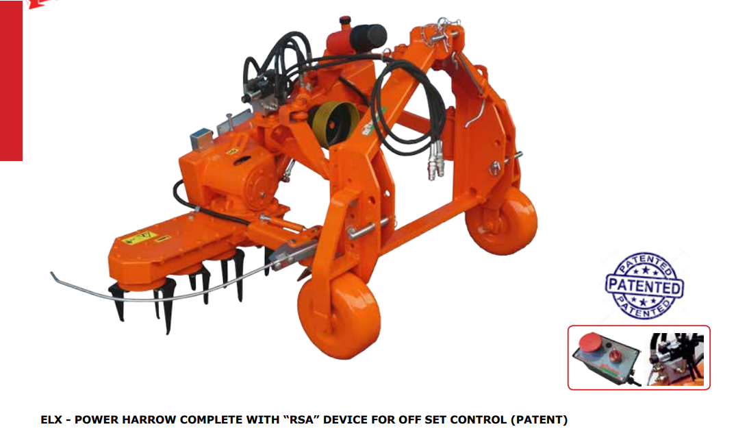 Rinieri In-Row Rotary Harrow | ELX Series | Working Width 65" & 100" inches | Horsepower 40 HP | For Tractors