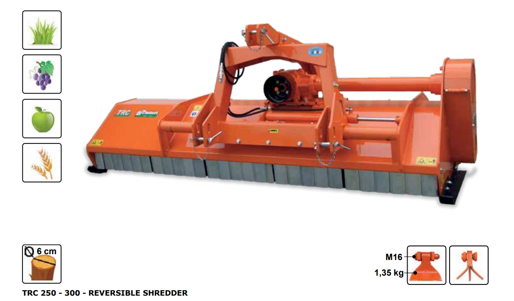 Rinieri Universal Shredder TRC 250-300 Model | 98"-118" Working Width | 75-130HP for Tractor