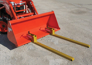 Worksaver | Clamp-On Bucket Pallet Forks | Models 831930 To 831960 | Widths 35" to 42" Forks | Lift Capacity 1,000 To 4,000 lbs | Horsepower 20 To 65 HP | For Tractors