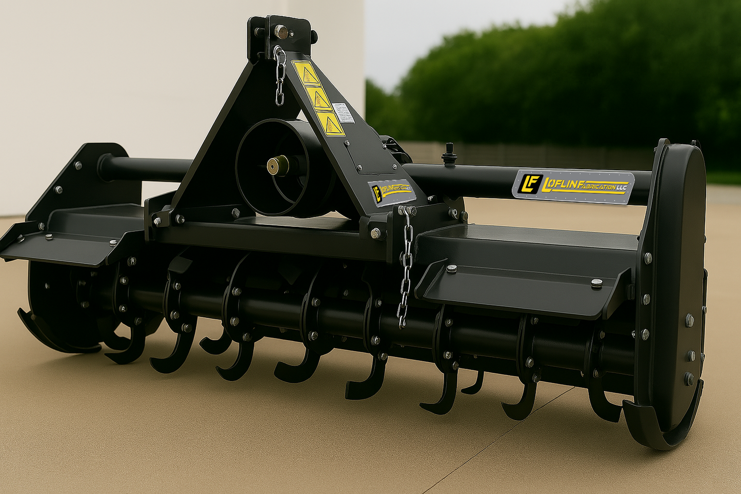 Loflin Fabrication | Tiller | 80" Width | 250CC Hydraulic Motor | 640 lbs | Precision Soil Preparation | For Tractor