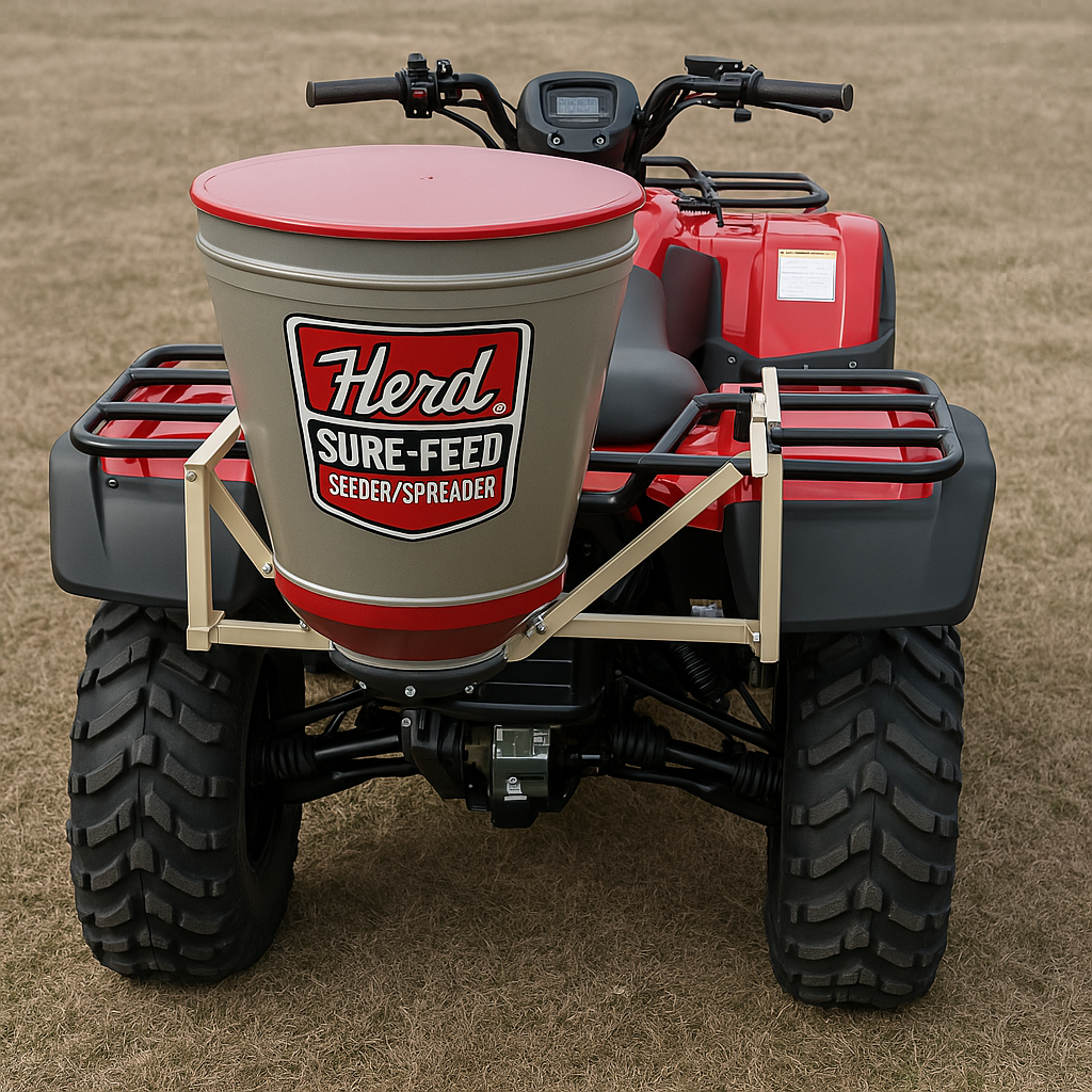 Herd Electric Broadcast Spreader / Seeder | Model GT-77ATV | Spread Width 28' | Capacity 77 lbs | 12V Electric Motor | for ATV & UTV
