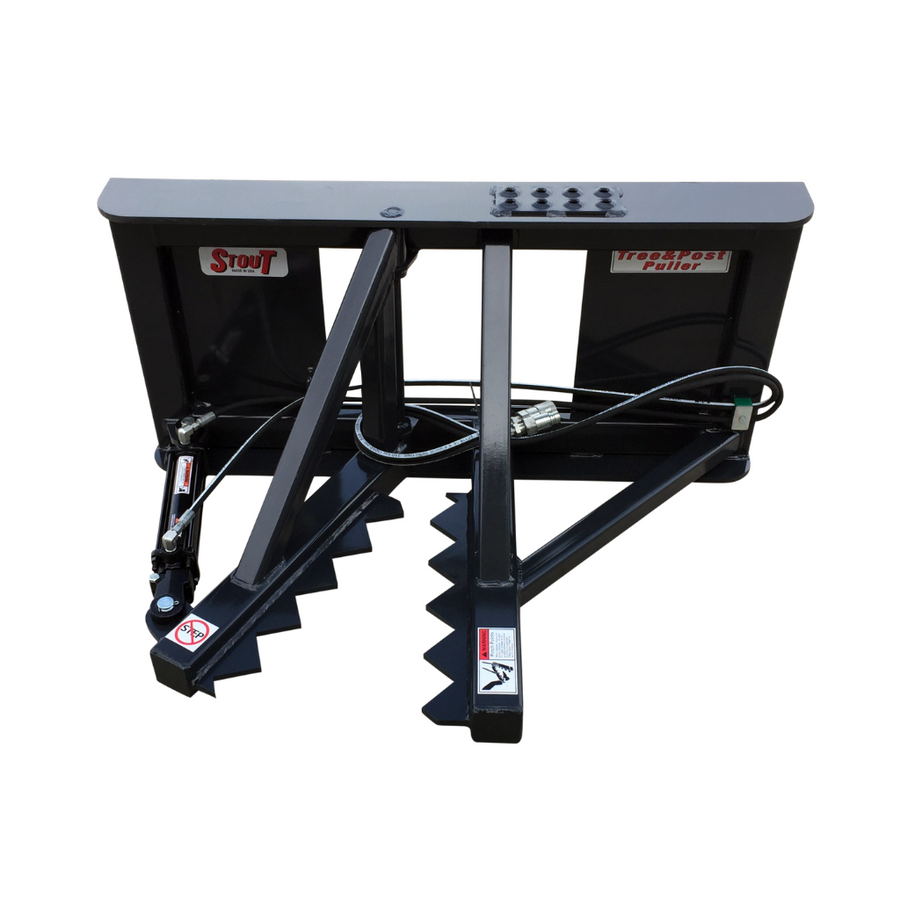 Stout HD Tree & Post Puller | Jaw Opening Width 12" inches | Oil Flow Range 12-20 GPM | For Skid Steers