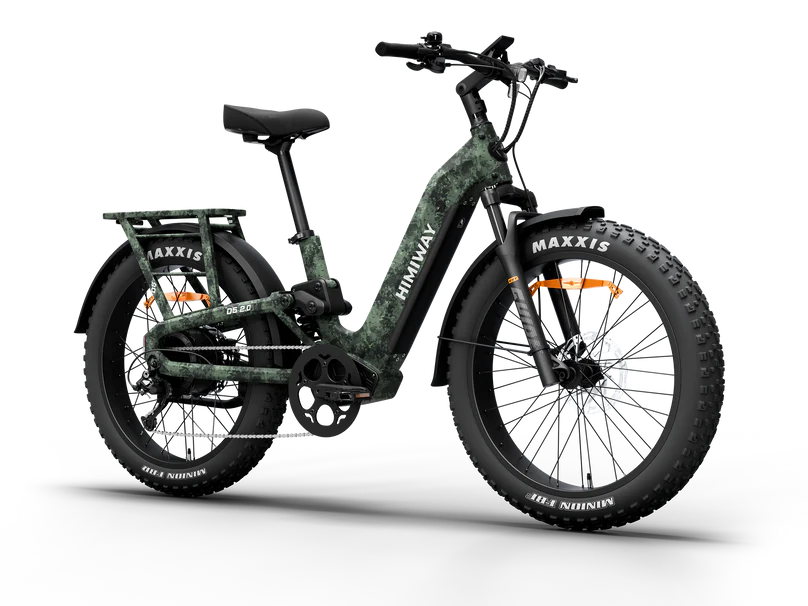 Himiway | Electric Bike | Model D5 2.0 ST (Step-Thru) Camo | 750W Hub Motor | 26 x 4.0” Fat Tires | 65 Mile Range | 400 lb Payload | 90Nm Torque | For Hunting, Off-Road Trails & All-Terrain Adventure