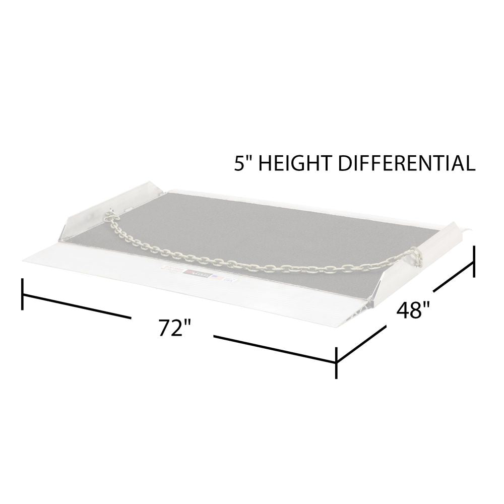 Heavy Duty Ramps Aluminum Dock Board | Model DB-20-72-48-GRIT | Size 48" L x 72" W | Capacity 20,000 lb | Horsepower 23 HP | For Warehouses, Loading Docks & Forklifts