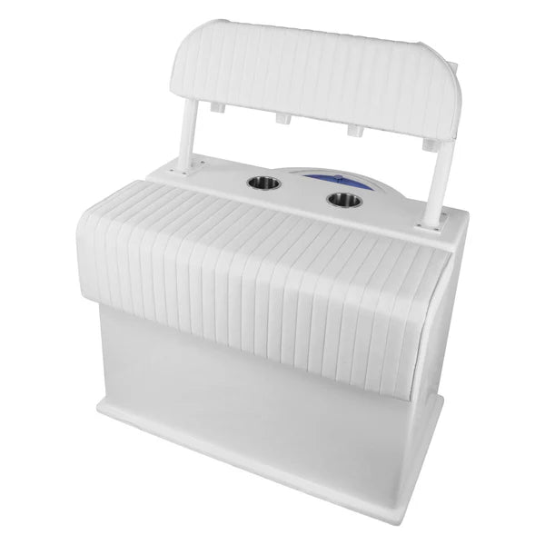 RIO MARINE CUSTOMS | Fiberglass Leaning Post | Livewell + Storage | Model DLPLW | 42" W x 36" D x 30" H | Heavy-Duty Fiberglass | For Fishing Enthusiasts